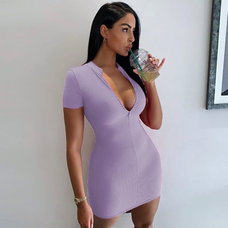 High Neck Short Sleeve Women's Wrapped Skirt