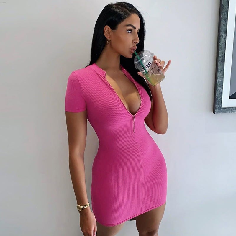 High Neck Short Sleeve Women's Wrapped Skirt